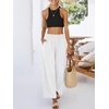 image:imageANRABESS Womens Palazzo PantsWide Leg Cropped Elastic High WaistedFlowy Lightweight AirySummer Casual for Beach VacationWhite
