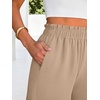 image:imageANRABESS Womens Palazzo PantsWide Leg Cropped Elastic High WaistedFlowy Lightweight AirySummer Casual for Beach VacationYellow Khaki