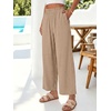 image:imageANRABESS Womens Palazzo PantsWide Leg Cropped Elastic High WaistedFlowy Lightweight AirySummer Casual for Beach VacationYellow Khaki