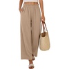 image:imageANRABESS Womens Palazzo PantsWide Leg Cropped Elastic High WaistedFlowy Lightweight AirySummer Casual for Beach VacationYellow Khaki