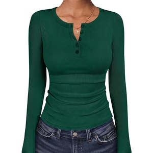 image:imageANRABESS Womens Long Sleeve Henley Tops Ribbed Slim Fit Shirts Comfy Stretchy Fall Winter LayerBasic Tee for Work amp TravelForest Green