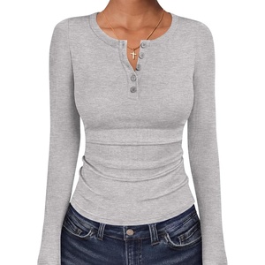 image:imageANRABESS Womens Long Sleeve Henley Tops Ribbed Slim Fit Shirts Comfy Stretchy Fall Winter LayerBasic Tee for Work amp TravelGrey