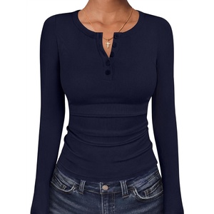 image:imageANRABESS Womens Long Sleeve Henley Tops Ribbed Slim Fit Shirts Comfy Stretchy Fall Winter LayerBasic Tee for Work amp TravelNavy Blue