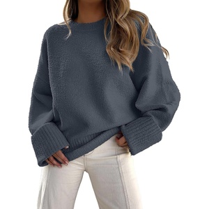 image:imageANRABESS Womens Oversized Sweaters 2026 Long Sleeve Fuzzy Knit Casual Chunky Pullover Sweater Fall Outfits ClothesDark Grey
