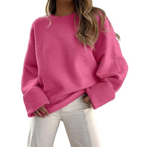 image:imageANRABESS Womens Oversized Sweaters 2026 Long Sleeve Fuzzy Knit Casual Chunky Pullover Sweater Fall Outfits ClothesHot Pink