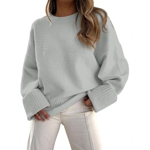 image:imageANRABESS Womens Oversized Sweaters 2026 Long Sleeve Fuzzy Knit Casual Chunky Pullover Sweater Fall Outfits ClothesLight Grey