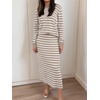 image:imageANRABESS 2 Piece Skirts Sets For Women Fall Fashion 2026 Striped Sweater Midi Dress Knit Lounge Travel Outfits Winter ClothesAlmond White