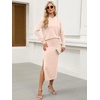 image:imageANRABESS 2 Piece Skirts Sets For Women Fall Fashion 2026 Striped Sweater Midi Dress Knit Lounge Travel Outfits Winter ClothesBeige