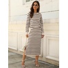 image:imageANRABESS 2 Piece Skirts Sets For Women Fall Fashion 2026 Striped Sweater Midi Dress Knit Lounge Travel Outfits Winter ClothesBeige Black