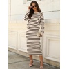 image:imageANRABESS 2 Piece Skirts Sets For Women Fall Fashion 2026 Striped Sweater Midi Dress Knit Lounge Travel Outfits Winter ClothesBeige Black