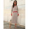 image:imageANRABESS 2 Piece Skirts Sets For Women Fall Fashion 2026 Striped Sweater Midi Dress Knit Lounge Travel Outfits Winter ClothesBeige Black Red