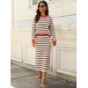 image:imageANRABESS 2 Piece Skirts Sets For Women Fall Fashion 2026 Striped Sweater Midi Dress Knit Lounge Travel Outfits Winter ClothesBeige Black Red