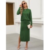 image:imageANRABESS 2 Piece Skirts Sets For Women Fall Fashion 2026 Striped Sweater Midi Dress Knit Lounge Travel Outfits Winter ClothesGreen