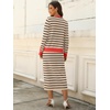 image:imageANRABESS 2 Piece Skirts Sets For Women Fall Fashion 2026 Striped Sweater Midi Dress Knit Lounge Travel Outfits Winter ClothesKhaki Black Red