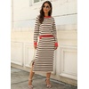 image:imageANRABESS 2 Piece Skirts Sets For Women Fall Fashion 2026 Striped Sweater Midi Dress Knit Lounge Travel Outfits Winter ClothesKhaki Black Red