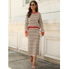 image:imageANRABESS 2 Piece Skirts Sets For Women Fall Fashion 2026 Striped Sweater Midi Dress Knit Lounge Travel Outfits Winter ClothesKhaki Black Red