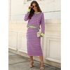 image:imageANRABESS 2 Piece Skirts Sets For Women Fall Fashion 2026 Striped Sweater Midi Dress Knit Lounge Travel Outfits Winter ClothesPink Green