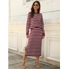 image:imageANRABESS 2 Piece Skirts Sets For Women Fall Fashion 2026 Striped Sweater Midi Dress Knit Lounge Travel Outfits Winter ClothesRed White