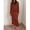 image:imageANRABESS 2 Piece Skirts Sets For Women Fall Fashion 2026 Striped Sweater Midi Dress Knit Lounge Travel Outfits Winter ClothesRust Red Black