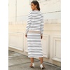 image:imageANRABESS 2 Piece Skirts Sets For Women Fall Fashion 2026 Striped Sweater Midi Dress Knit Lounge Travel Outfits Winter ClothesWhite Grey Beige