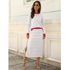image:imageANRABESS 2 Piece Skirts Sets For Women Fall Fashion 2026 Striped Sweater Midi Dress Knit Lounge Travel Outfits Winter ClothesWhite Grey Red