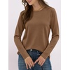 image:imageANRABESS Long Sleeve Shirts for WomenSoft Stretchy WrinkleFree TopsCasual Crew Neck T Shirt for Work Daily FallBrown