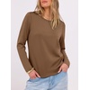 image:imageANRABESS Long Sleeve Shirts for WomenSoft Stretchy WrinkleFree TopsCasual Crew Neck T Shirt for Work Daily FallBrown