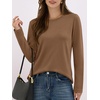 image:imageANRABESS Long Sleeve Shirts for WomenSoft Stretchy WrinkleFree TopsCasual Crew Neck T Shirt for Work Daily FallBrown
