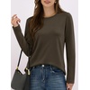 image:imageANRABESS Long Sleeve Shirts for WomenSoft Stretchy WrinkleFree TopsCasual Crew Neck T Shirt for Work Daily FallDark Brown