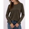 image:imageANRABESS Long Sleeve Shirts for WomenSoft Stretchy WrinkleFree TopsCasual Crew Neck T Shirt for Work Daily FallDark Brown