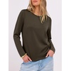 image:imageANRABESS Long Sleeve Shirts for WomenSoft Stretchy WrinkleFree TopsCasual Crew Neck T Shirt for Work Daily FallDark Brown