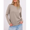 image:imageANRABESS Long Sleeve Shirts for WomenSoft Stretchy WrinkleFree TopsCasual Crew Neck T Shirt for Work Daily FallKhaki