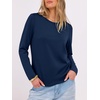 image:imageANRABESS Long Sleeve Shirts for WomenSoft Stretchy WrinkleFree TopsCasual Crew Neck T Shirt for Work Daily FallNavy Blue