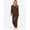 image:imageANRABESS Lounge Sets for Women Fuzzy Fleece Pajama Sets 2 Piece Outfits Cozy Sweater Matching Set 2026 Fall Winter LoungewearBrown