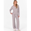 image:imageANRABESS Lounge Sets for Women Fuzzy Fleece Pajama Sets 2 Piece Outfits Cozy Sweater Matching Set 2026 Fall Winter LoungewearSilver Grey