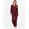 image:imageANRABESS Lounge Sets for Women Fuzzy Fleece Pajama Sets 2 Piece Outfits Cozy Sweater Matching Set 2026 Fall Winter LoungewearWine Red