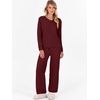 image:imageANRABESS Lounge Sets for Women Fuzzy Fleece Pajama Sets 2 Piece Outfits Cozy Sweater Matching Set 2026 Fall Winter LoungewearWine Red