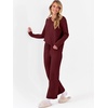 image:imageANRABESS Lounge Sets for Women Fuzzy Fleece Pajama Sets 2 Piece Outfits Cozy Sweater Matching Set 2026 Fall Winter LoungewearWine Red