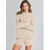 image:imageANRABESS Women 2 Piece Outfits Sweater Lounge Loungewear Sets 2026 Winter Cable Knit Oversized Sweaters Shorts Matching SetsApricot
