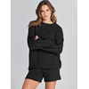 image:imageANRABESS Women 2 Piece Outfits Sweater Lounge Loungewear Sets 2026 Winter Cable Knit Oversized Sweaters Shorts Matching SetsBlack