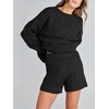 image:imageANRABESS Women 2 Piece Outfits Sweater Lounge Loungewear Sets 2026 Winter Cable Knit Oversized Sweaters Shorts Matching SetsBlack