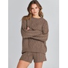 image:imageANRABESS Women 2 Piece Outfits Sweater Lounge Loungewear Sets 2026 Winter Cable Knit Oversized Sweaters Shorts Matching SetsBrown