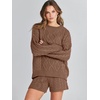 image:imageANRABESS Women 2 Piece Outfits Sweater Lounge Loungewear Sets 2026 Winter Cable Knit Oversized Sweaters Shorts Matching SetsCoffee