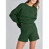 image:imageANRABESS Women 2 Piece Outfits Sweater Lounge Loungewear Sets 2026 Winter Cable Knit Oversized Sweaters Shorts Matching SetsDeep Green