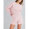 image:imageANRABESS Women 2 Piece Outfits Sweater Lounge Loungewear Sets 2026 Winter Cable Knit Oversized Sweaters Shorts Matching SetsPink