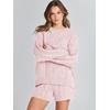 image:imageANRABESS Women 2 Piece Outfits Sweater Lounge Loungewear Sets 2026 Winter Cable Knit Oversized Sweaters Shorts Matching SetsPink