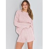 image:imageANRABESS Women 2 Piece Outfits Sweater Lounge Loungewear Sets 2026 Winter Cable Knit Oversized Sweaters Shorts Matching SetsPink