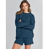 image:imageANRABESS Women 2 Piece Outfits Sweater Lounge Loungewear Sets 2026 Winter Cable Knit Oversized Sweaters Shorts Matching SetsTeal