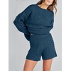image:imageANRABESS Women 2 Piece Outfits Sweater Lounge Loungewear Sets 2026 Winter Cable Knit Oversized Sweaters Shorts Matching SetsTeal
