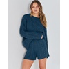 image:imageANRABESS Women 2 Piece Outfits Sweater Lounge Loungewear Sets 2026 Winter Cable Knit Oversized Sweaters Shorts Matching SetsTeal